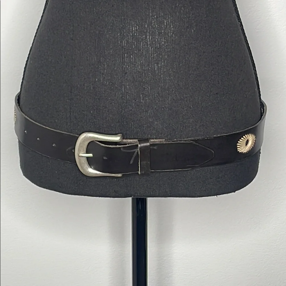 NEW Black Italian Leather Belt with Silver Buckle